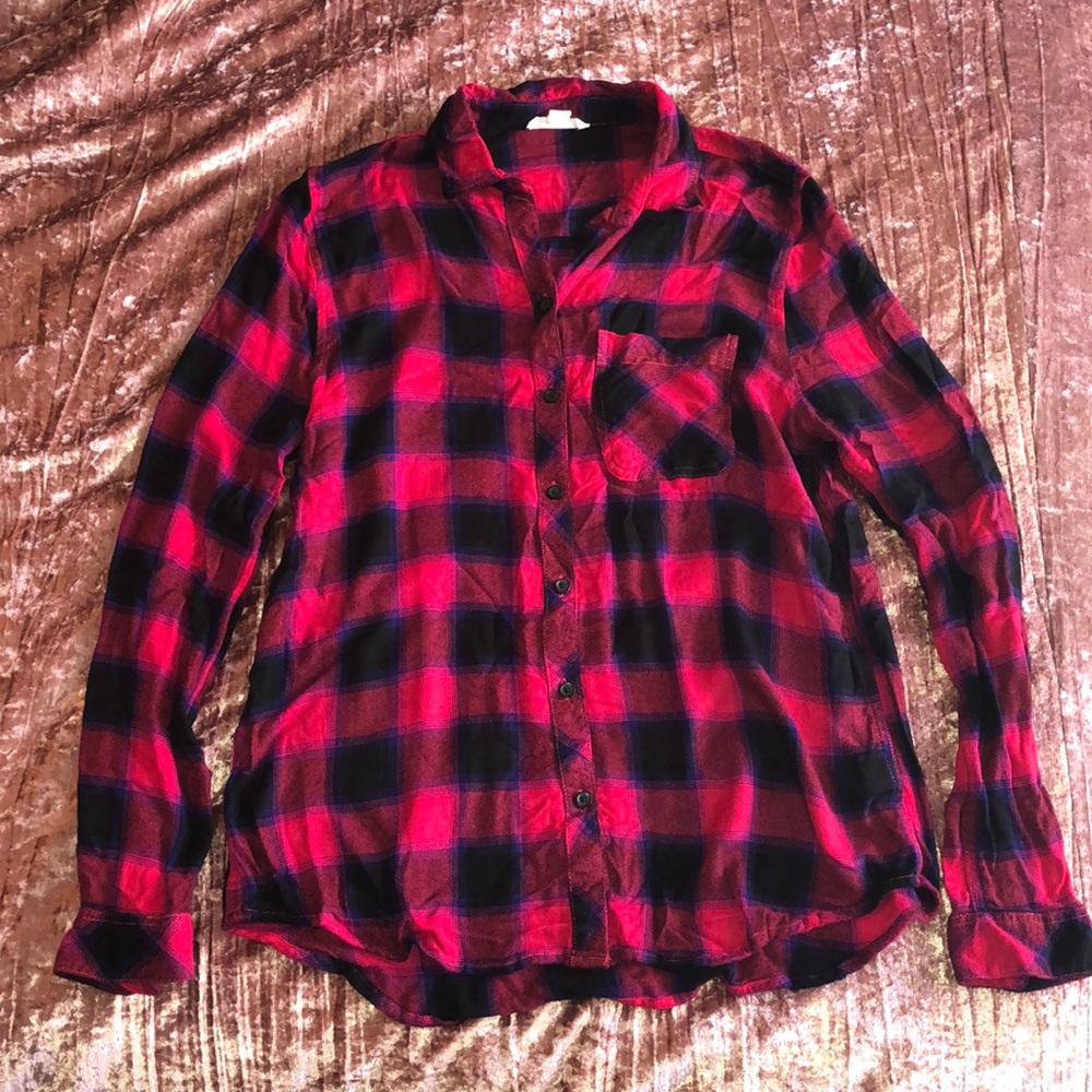 Red and Navy Blue Plaid Flannel